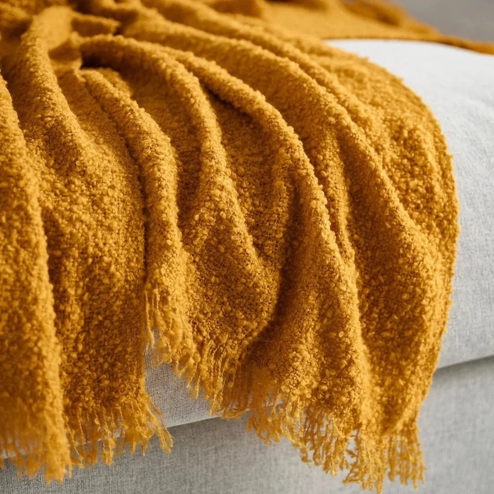 SANDBRODD Throw, dark yellow, 51x67 